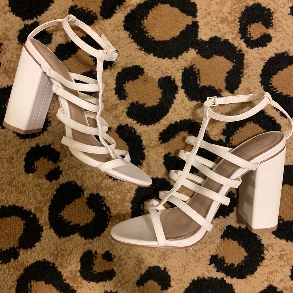 ASOS strappy white chunky heel